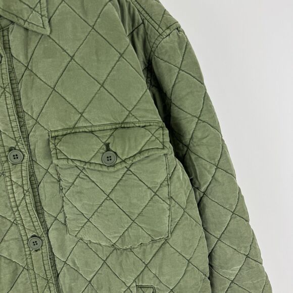 Blank NYC Happy Camper Long Quilted Jacket Women's Green Shacket Large - Picture 5 of 16